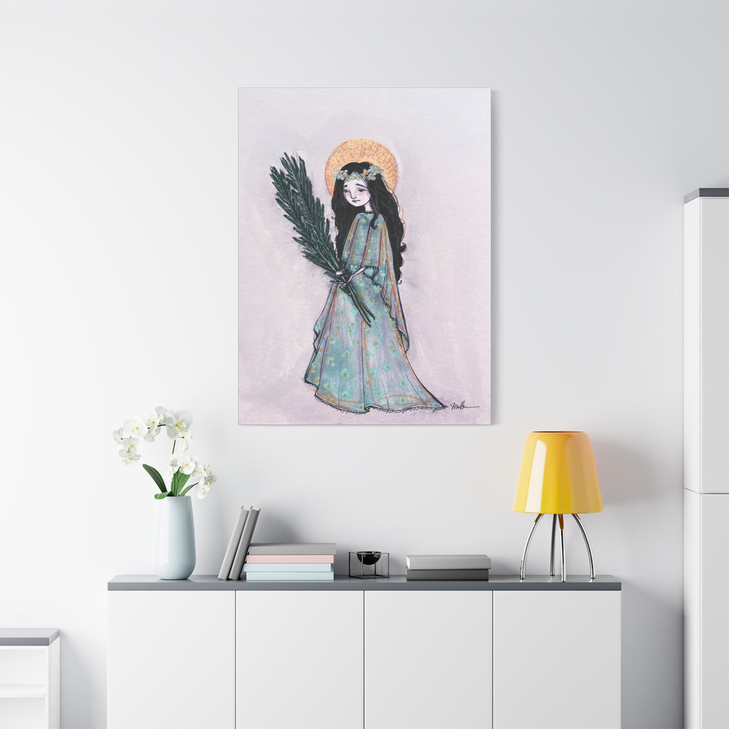 Saint Faith Canvas Print - Hand-Drawn Art - Catholic Print | Faith Hope and Charity Sacred Art | Sanctified Solocosmo Religious Artwork