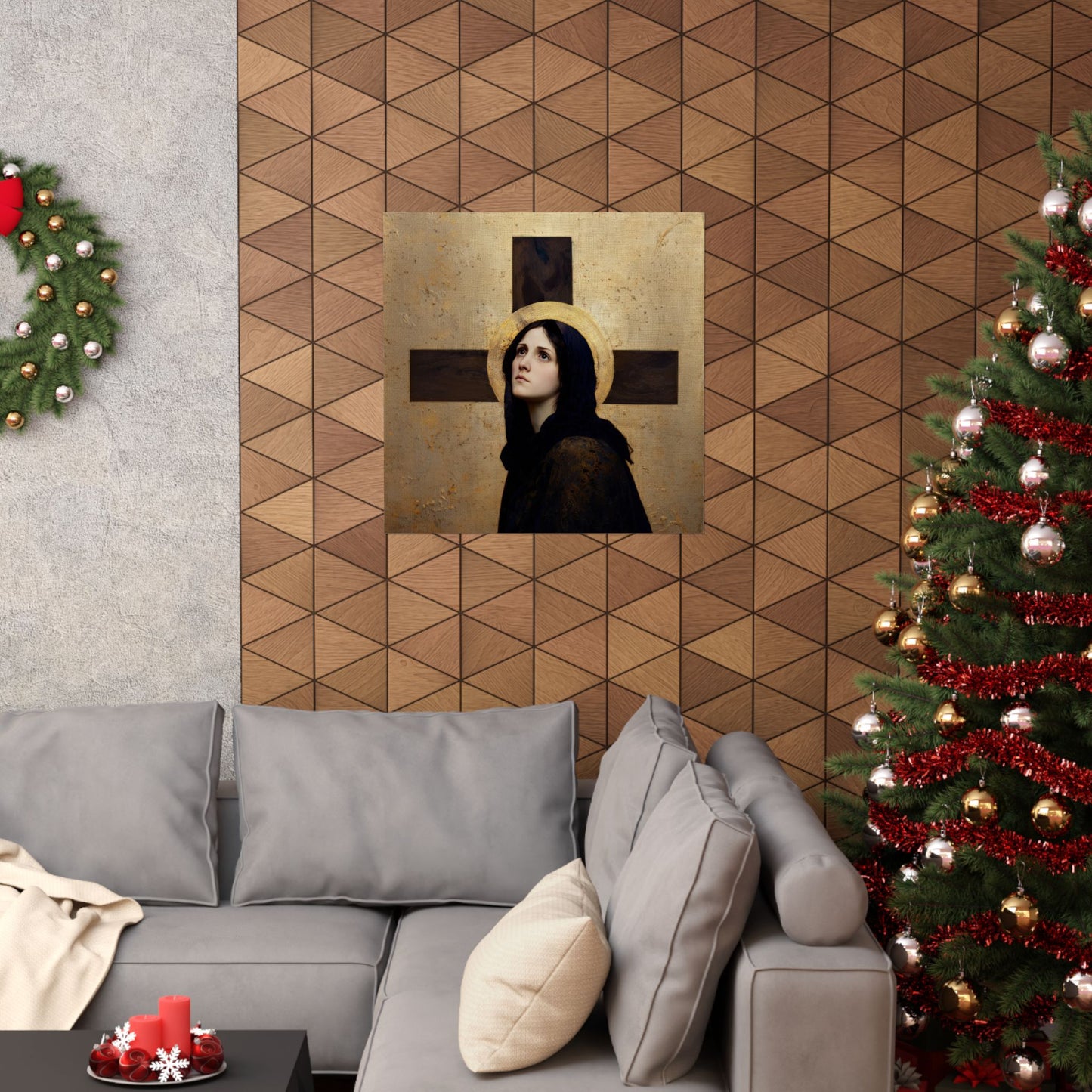 Our Lady of the Cross - Mother Mary  - Our Lady of the Crucifix - Marian Art  - Sanctified Souls Print - Multiple Sizes - Premium Posters