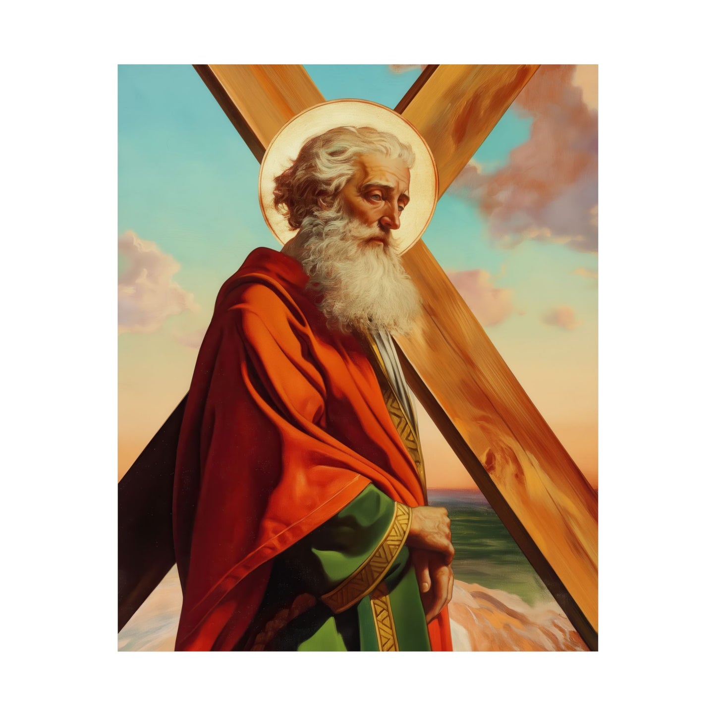 Saint Andrew the Apostle - Sanctified Souls Print - Multiple Sizes - Premium Posters - Catholic Art - Christian Home Decor Artwork