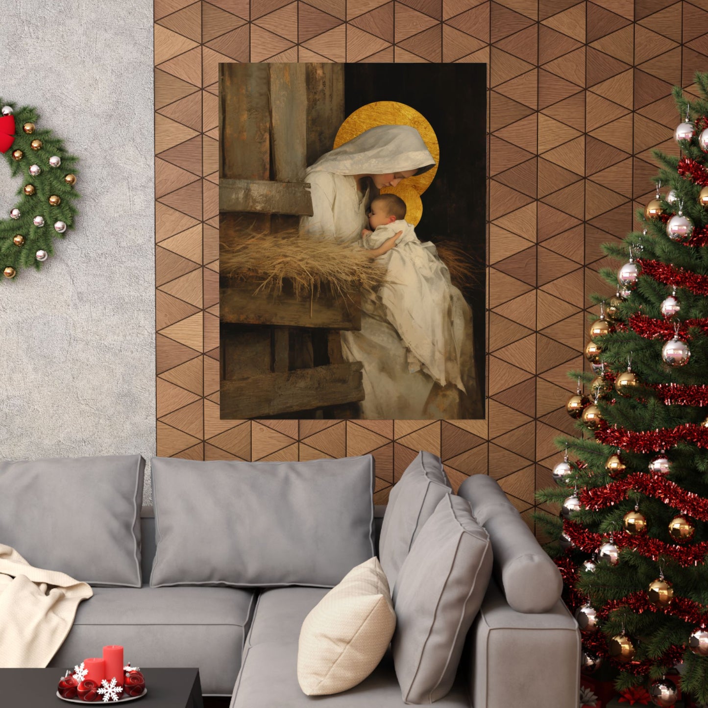 Our Lady of the Manger - Mother Mary and the Christ Child - Sanctified Souls Print - Multiple Sizes - Premium Matte Vertical Posters