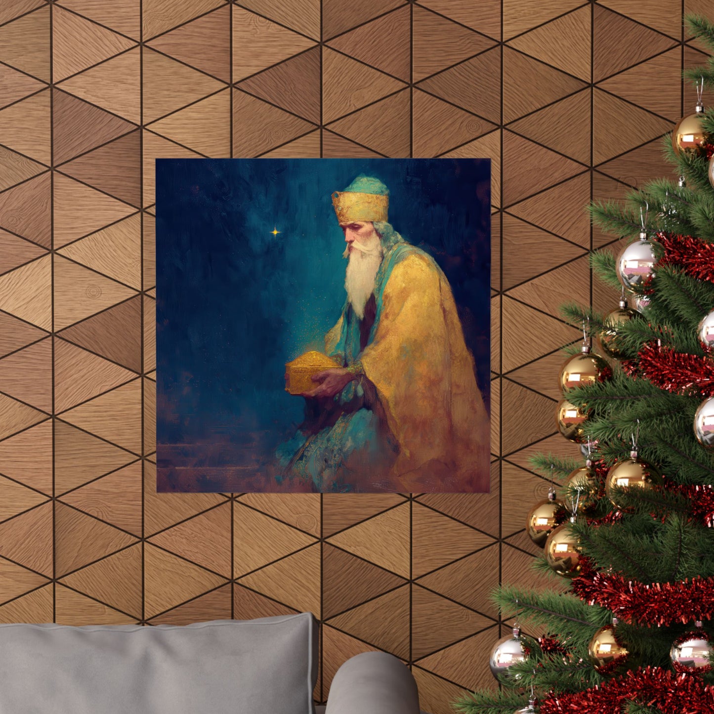 Caspar and the Offering of Worship - 3 Wise Men - Sanctified Souls Print - Multiple Sizes - Premium Matte Vertical Posters