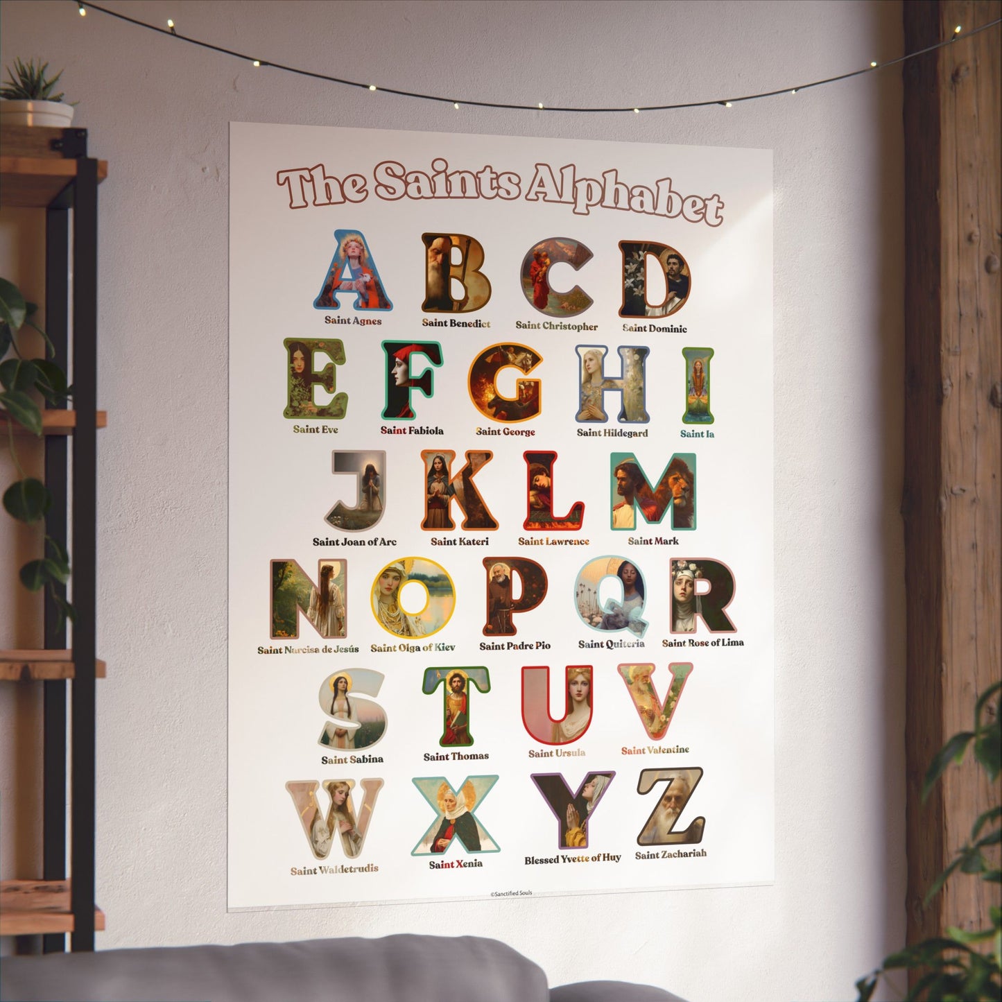 Catholic Saints ABC Print - Alphabet Poster - A to Z Saints Wall Art - Catholic Saints Chart- Classroom / Homeschool - Saints of the Church