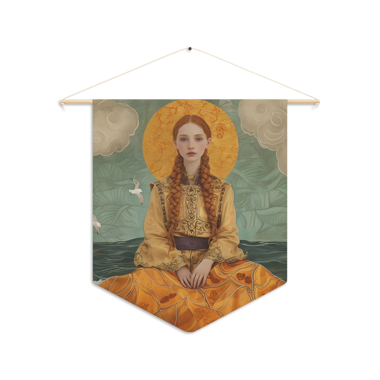 Saint Ia of Cornwall Pennant / Banner / Wall Hanging - Prayer room art - Catholic Home Art - Large Saint Art for your home - 18" x 21"