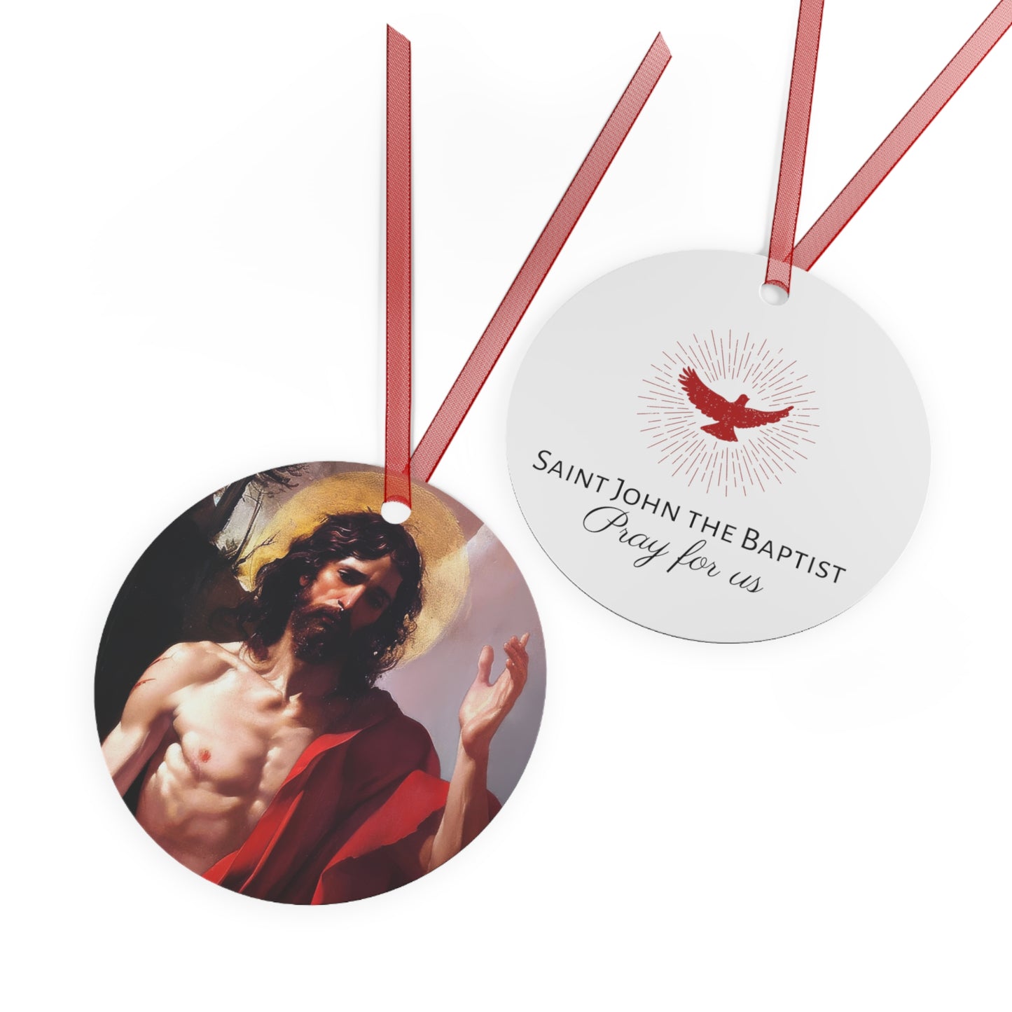 Saint John the Baptist Metal Ornament - Religious Holiday Christmas Ornament and Keepsake - Prayer Ornament