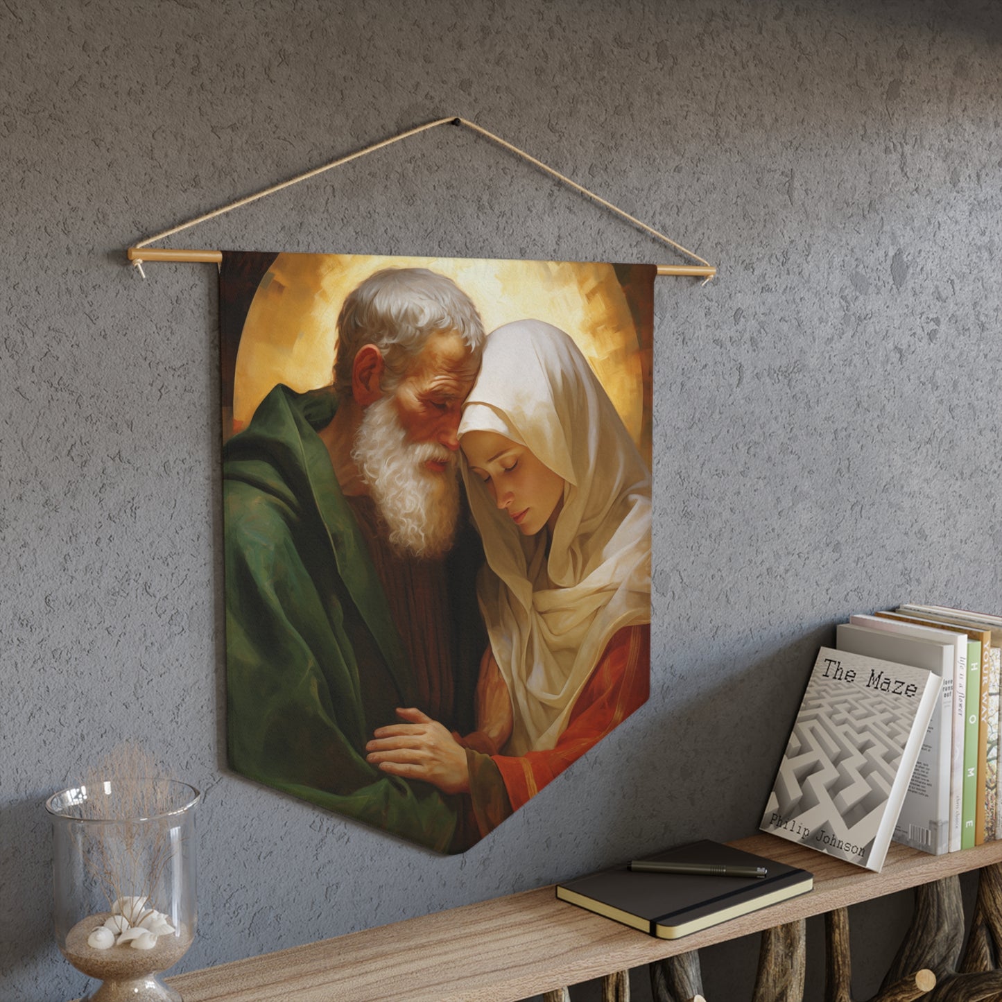 Saints Zecheriah and Elizabeth Wall Banner / Wall Hanging / Pennant - Religious Art for your home - Catholic Art - Large - 18" x 21"