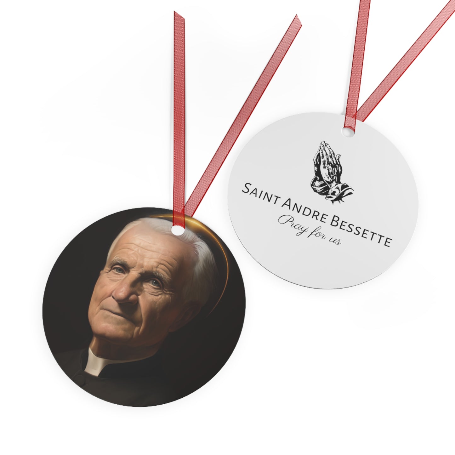 Saint André Bessette Metal Ornament - Religious Holiday Christmas Ornament and Keepsake - Double sided - Prayer Ornament
