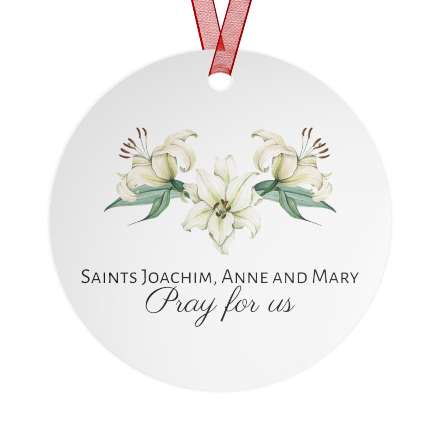 Saints Joachim and Anne with Young Mary - Metal Ornament - Religious Holiday Christmas Ornament and Keepsake