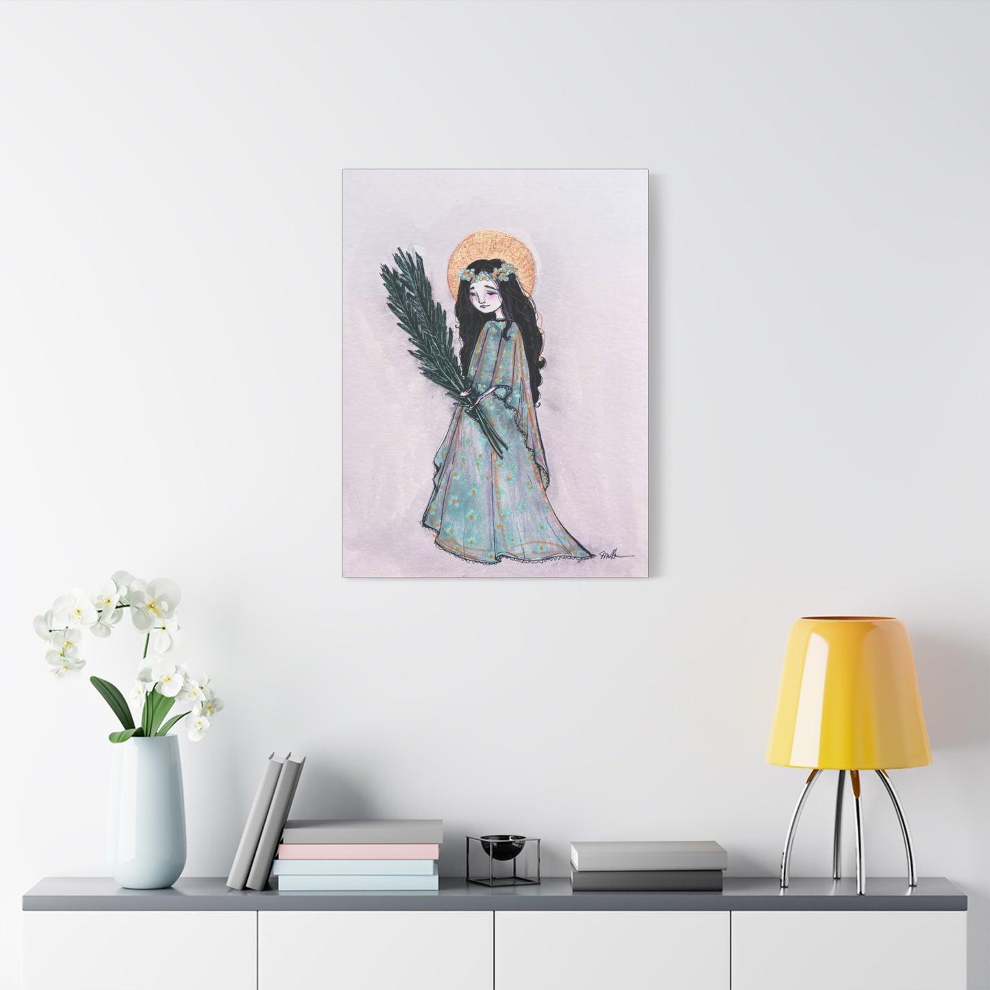 Saint Faith Canvas Print - Hand-Drawn Art - Catholic Print | Faith Hope and Charity Sacred Art | Sanctified Solocosmo Religious Artwork