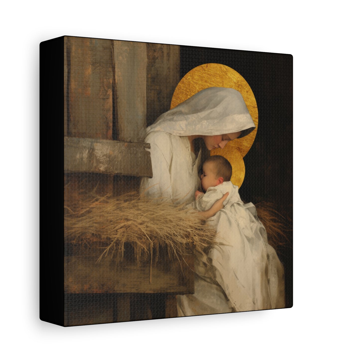 Our Lady of the Manger - Mother Mary and the Christ Child - Gallery Wrapped Canvas - Print - Religious Art for your Home - Catholic