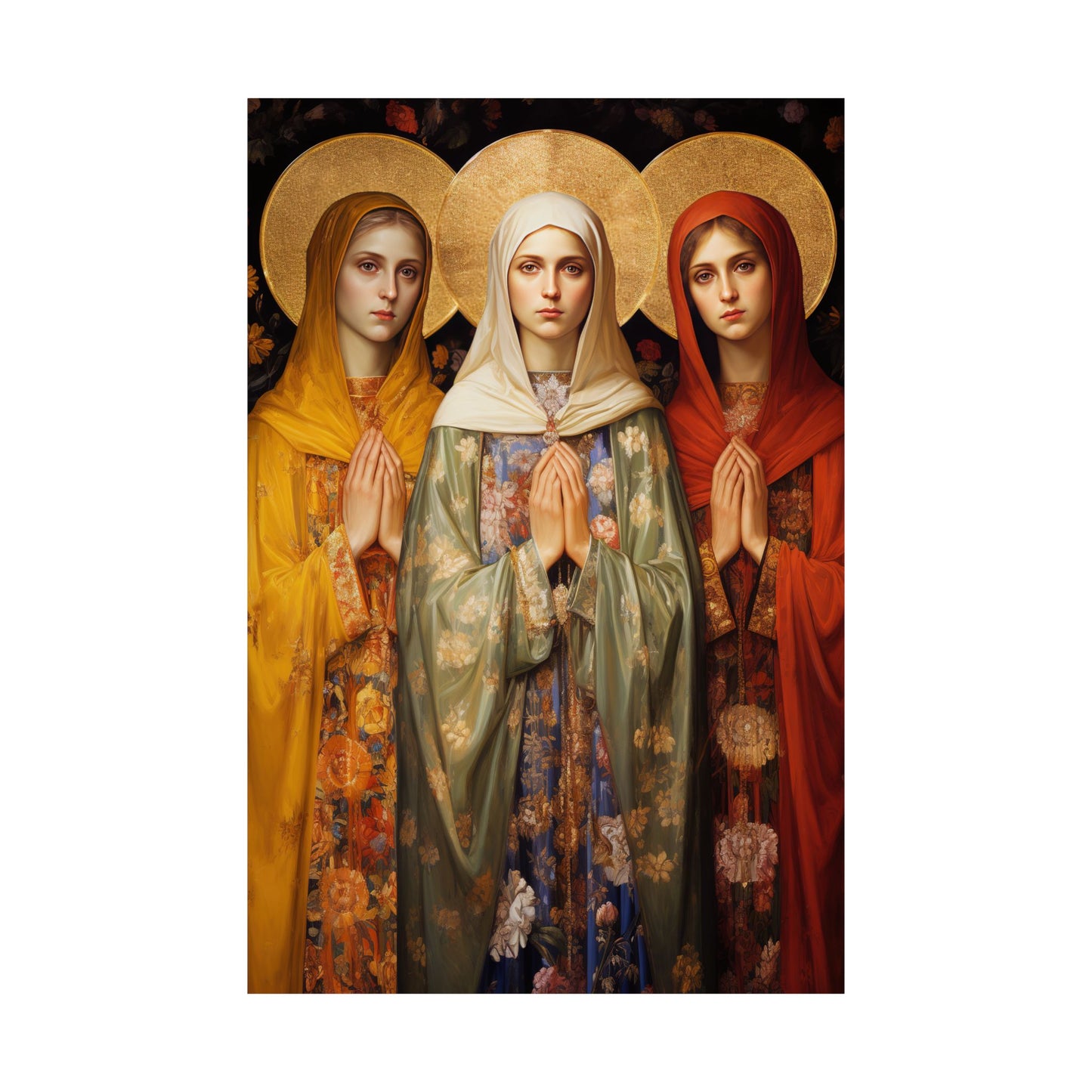Saints Metrodora, Nymphodora and Menodora - Sanctified Souls Print - Multiple Sizes - Premium Matte Vertical Posters