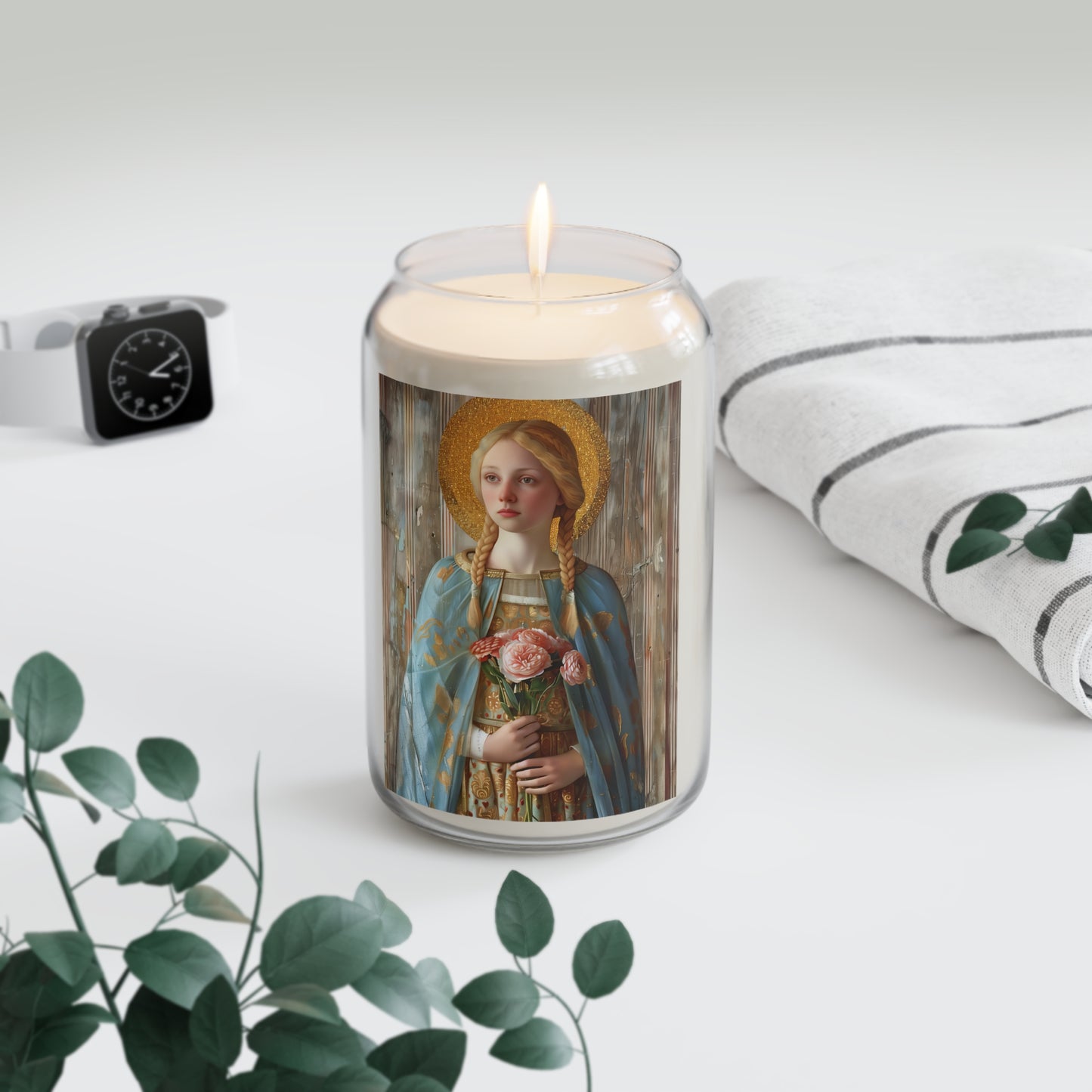 Saint Fina Portrait Candle  - Scented Prayer Candle, 13.75oz - Tall Size - Religious Prayer Candle - Catholic Art