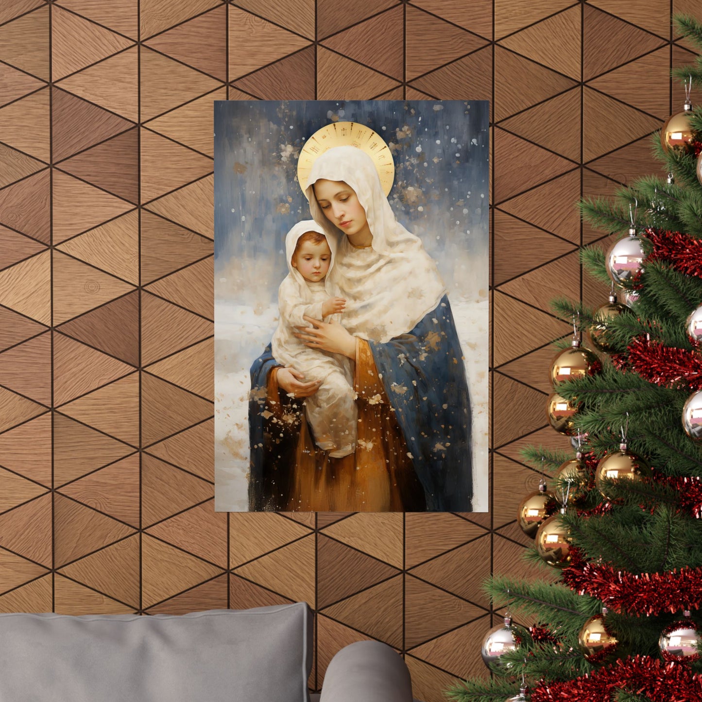 Winter's Grace : Our Lady of the Snows Print - Sanctified Souls Print - Multiple Sizes - Premium Matte Vertical Posters