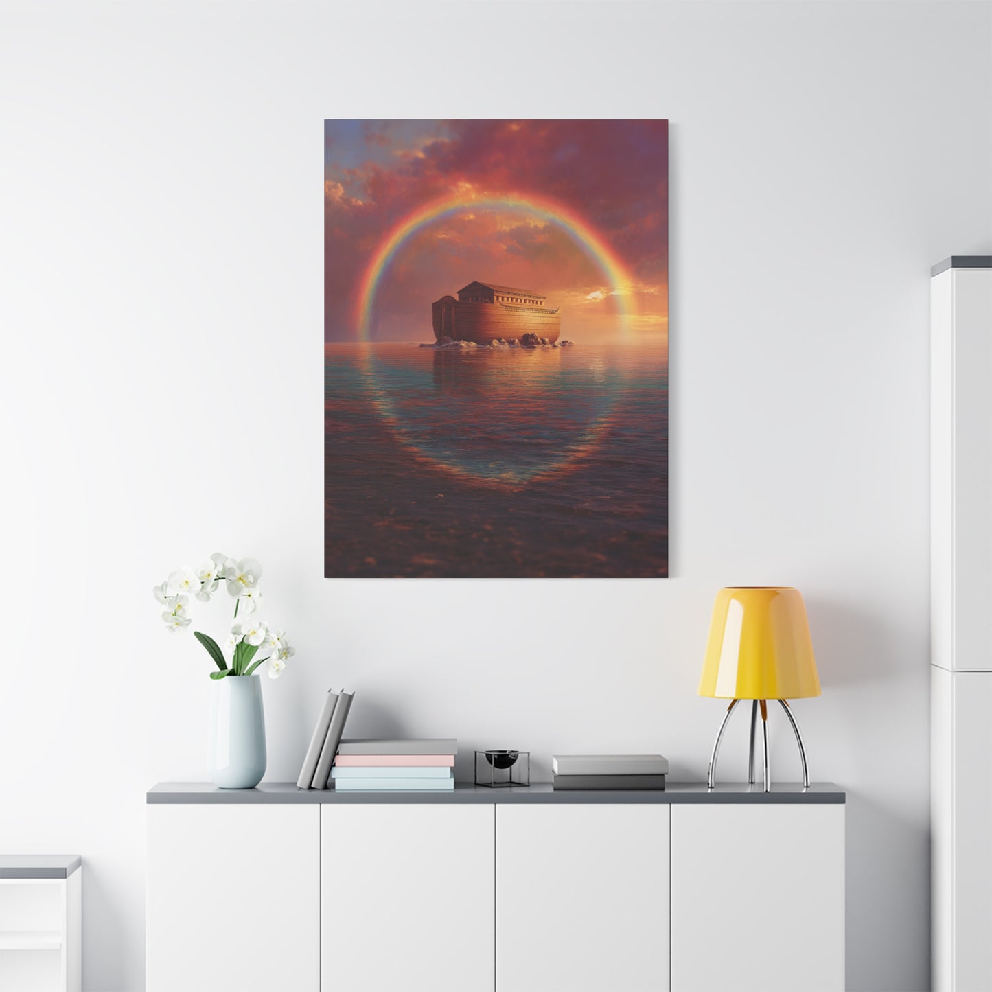 Sheltered Beneath the Covenant Sky - Noah's Ark - Gallery Wrapped Canvas - Print - Religious Art for your Home - Catholic