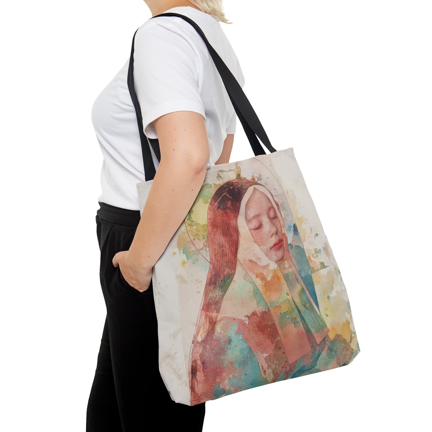 Saint Bernadette Tote Bag - Large Medium Small Faith Art Bag - Catholic Faith Purse - Double Sided