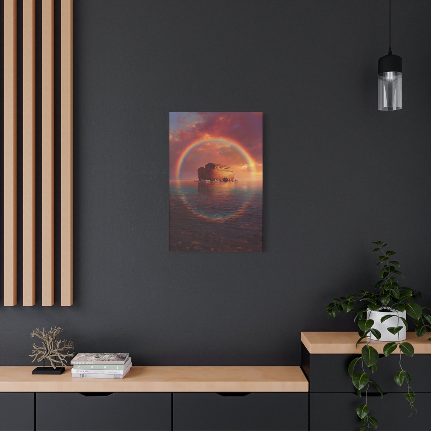 Sheltered Beneath the Covenant Sky - Noah's Ark - Gallery Wrapped Canvas - Print - Religious Art for your Home - Catholic