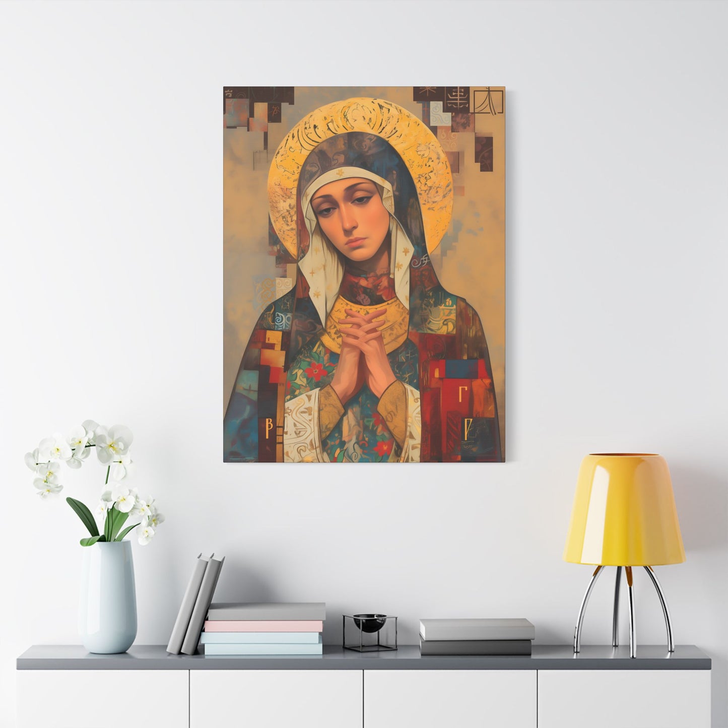 Virgin Mary - Holy Mother of Grace  - Museum Wrapped Canvas - Print - Religious Art for your Home - Catholic art print