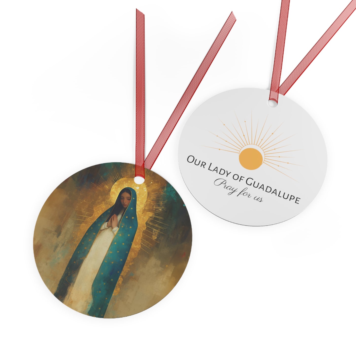 Flower of the new World - Our Lady of Guadalupe Ornament - Religious Holiday Christmas Ornament and Keepsake - Double sided Keepsake