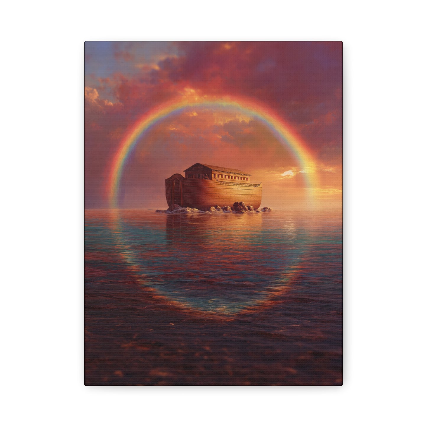 Sheltered Beneath the Covenant Sky - Noah's Ark - Gallery Wrapped Canvas - Print - Religious Art for your Home - Catholic