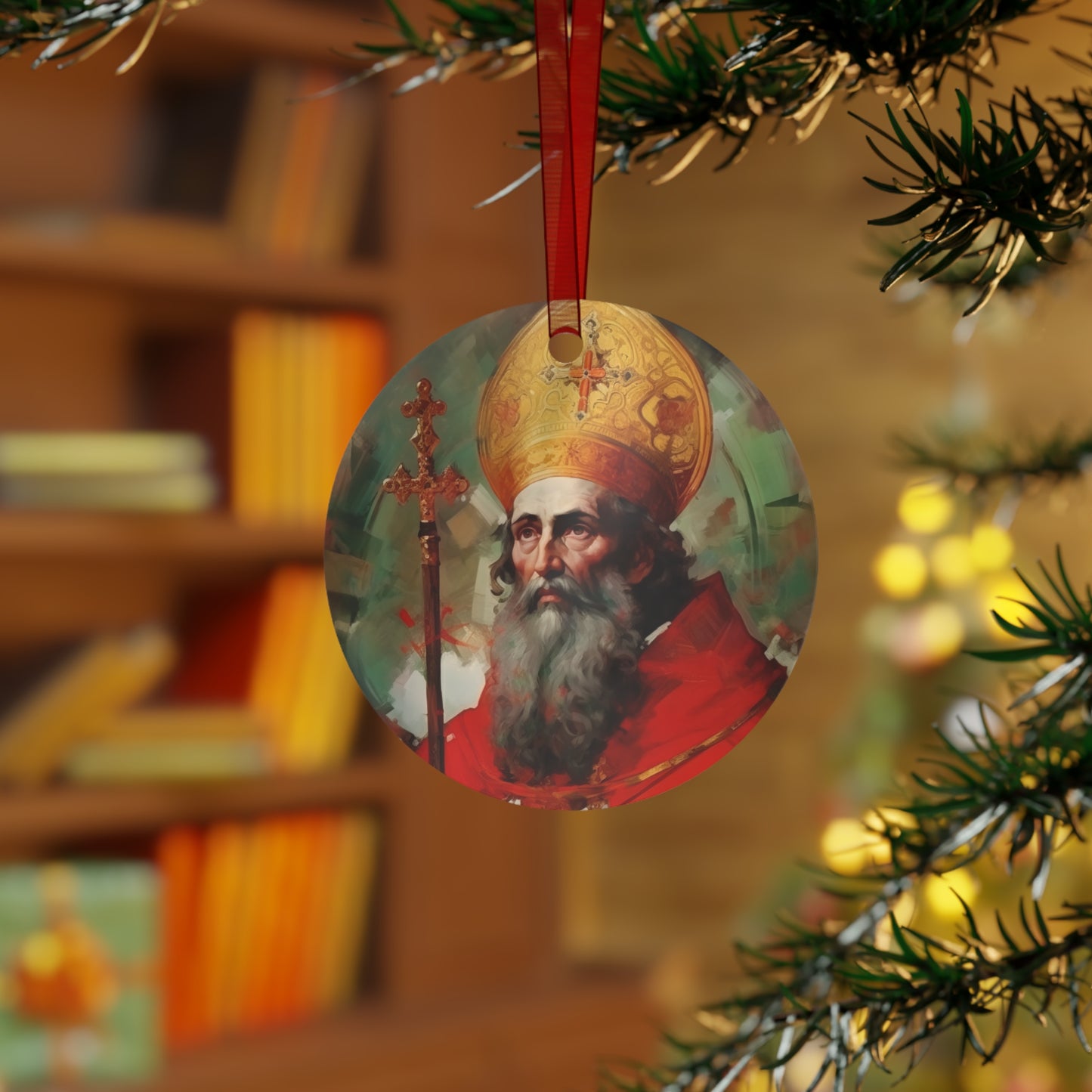 Saint Eusebius of Vercelli Metal Ornament - Religious Holiday Christmas Ornament and Keepsake - Double sided - Prayer Ornament