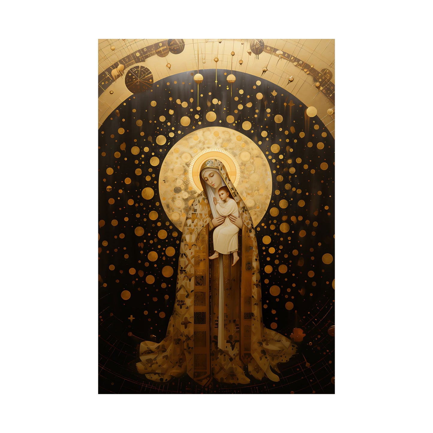 The Golden Mary - Mary The Blessed Virgin - Sanctified Souls Print - Multiple Sizes - Premium Matte Vertical Posters