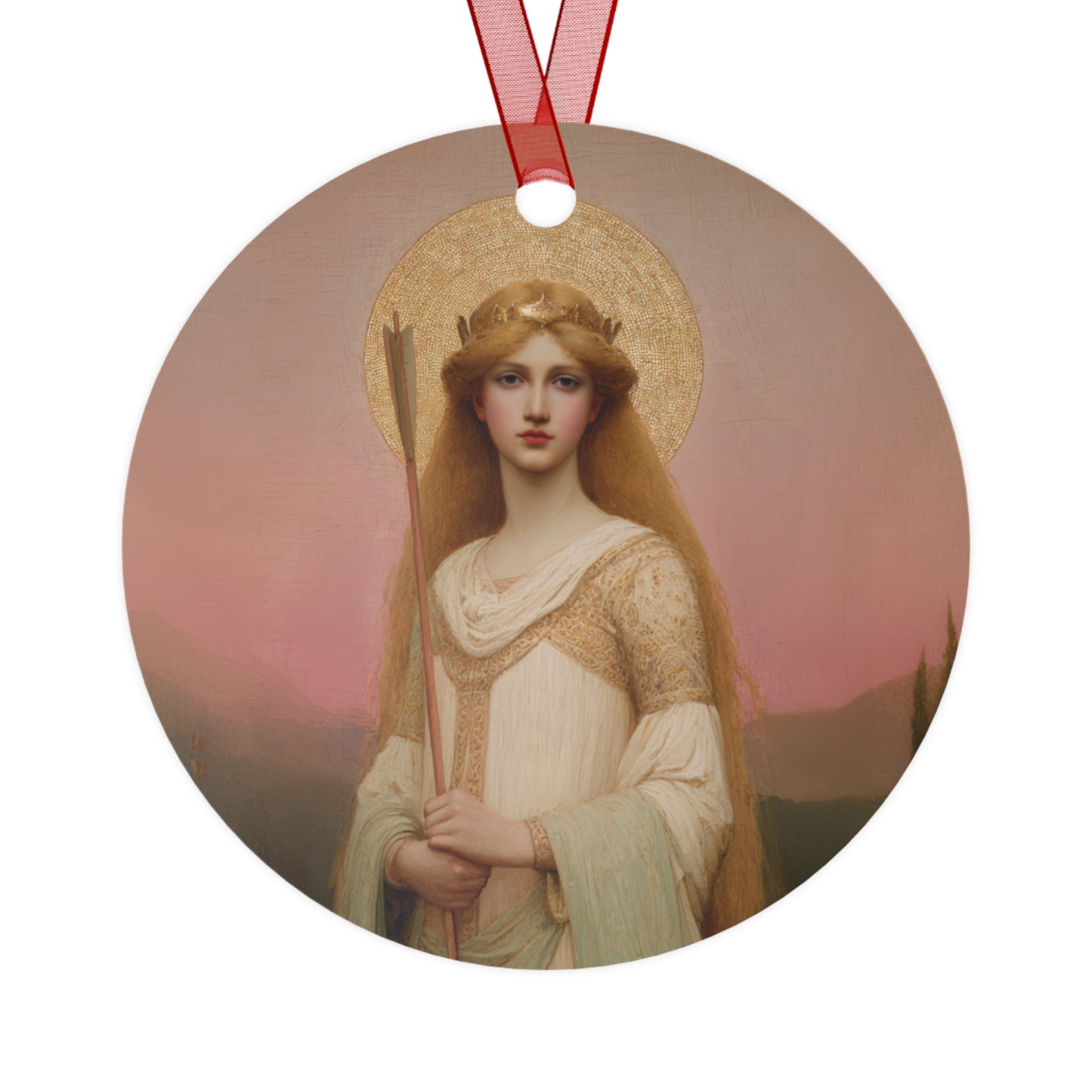 Saint Ursula Metal Ornament - Religious Holiday Christmas Ornament and Keepsake - Prayer Ornament - Catholic Gift