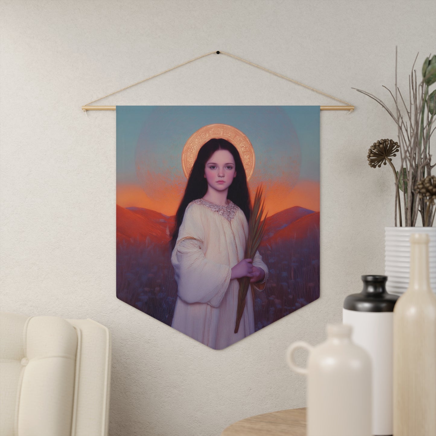 Saint Hope Pennant / Banner / Wall Hanging - Prayer room art - 18" x 21" - Catholic - Large Banner - Gifts for Catholics