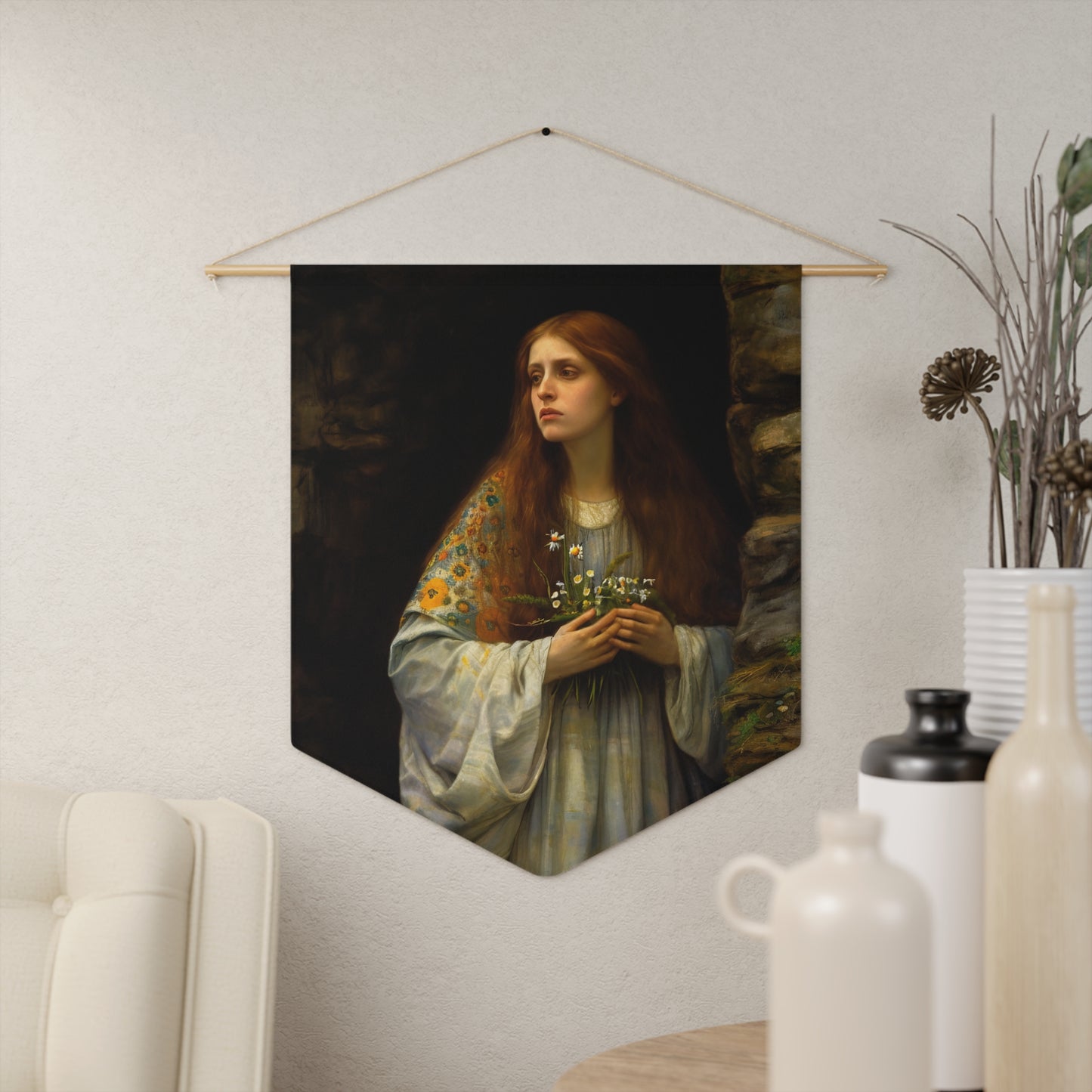 Saint Mary Magdalene : Witness to Resurrection Wall Banner / Wall Hanging - Prayer room art - Catholic Home -  18" x 21"
