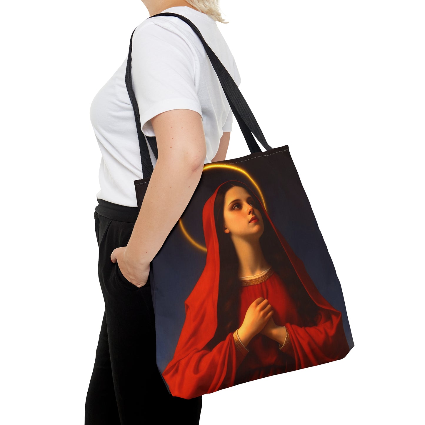 Mary the Blessed Virgin Tote Bag - Catholic faith inspired carry-all purse - day to day bag - Mary the Blessed Virgin - Double Sided