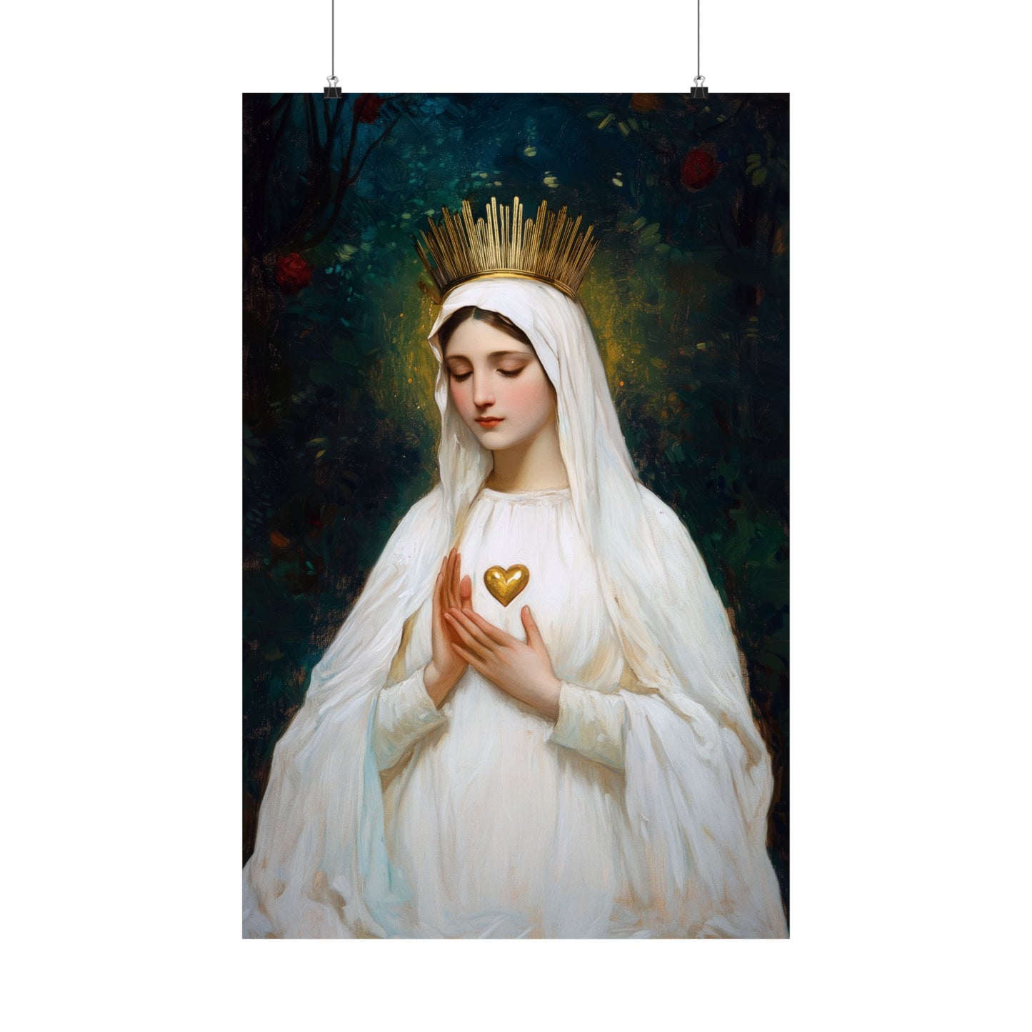 Our Lady of Beauraing - Our Lady of the Golden Heart - Marian Art - Sanctified Souls Print - Multiple Sizes - Premium Vertical Posters