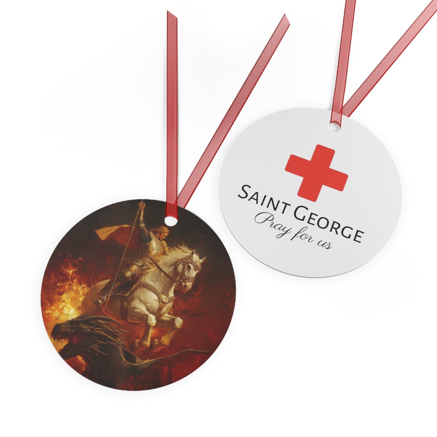 Saint George  Metal Ornament - Religious Holiday Christmas Ornament and Keepsake - Prayer Ornament