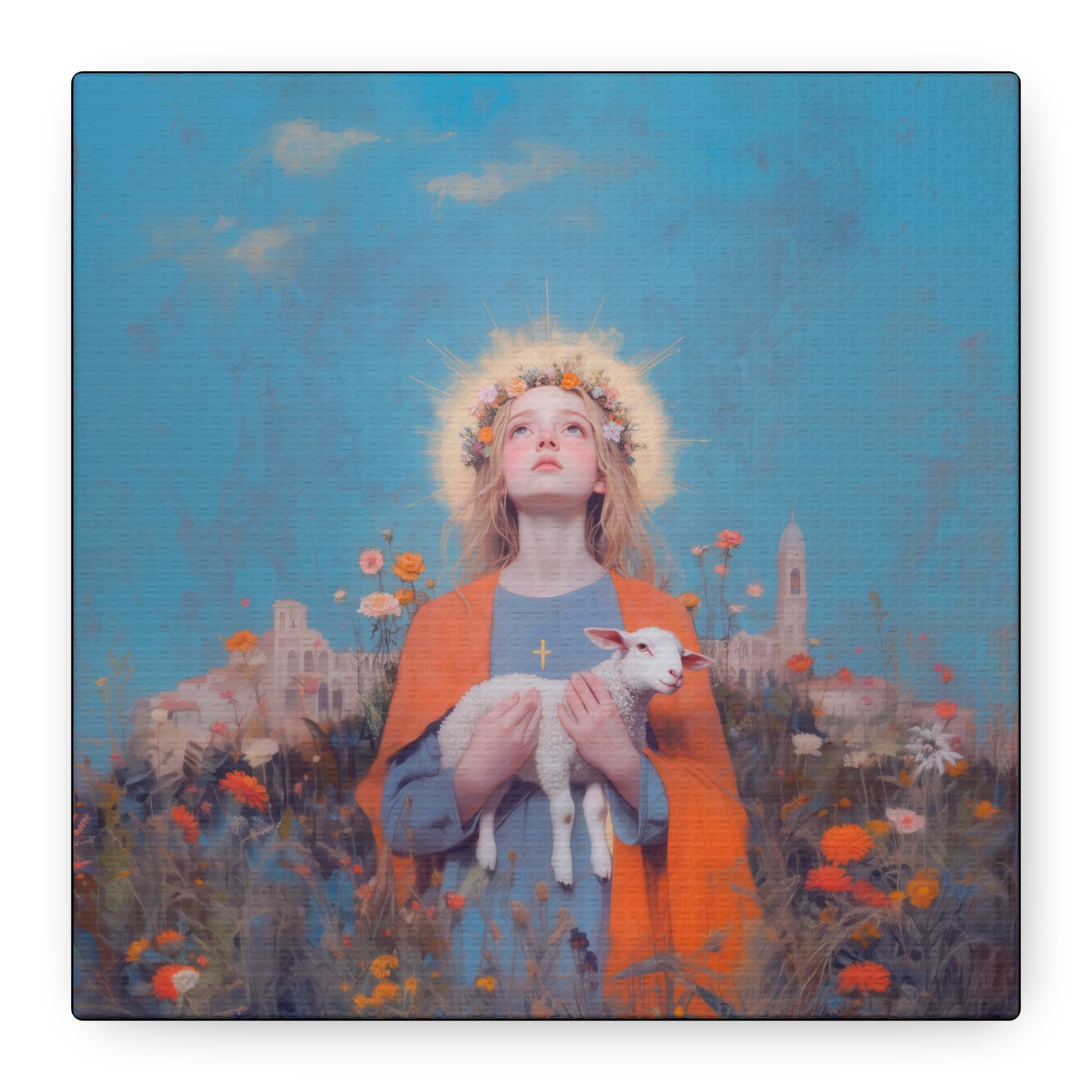 Saint Agnes of Rome -  Museum Wrapped Canvas - Sanctified Souls Print - Religious Art for your Home - Catholic Patron Saint Art