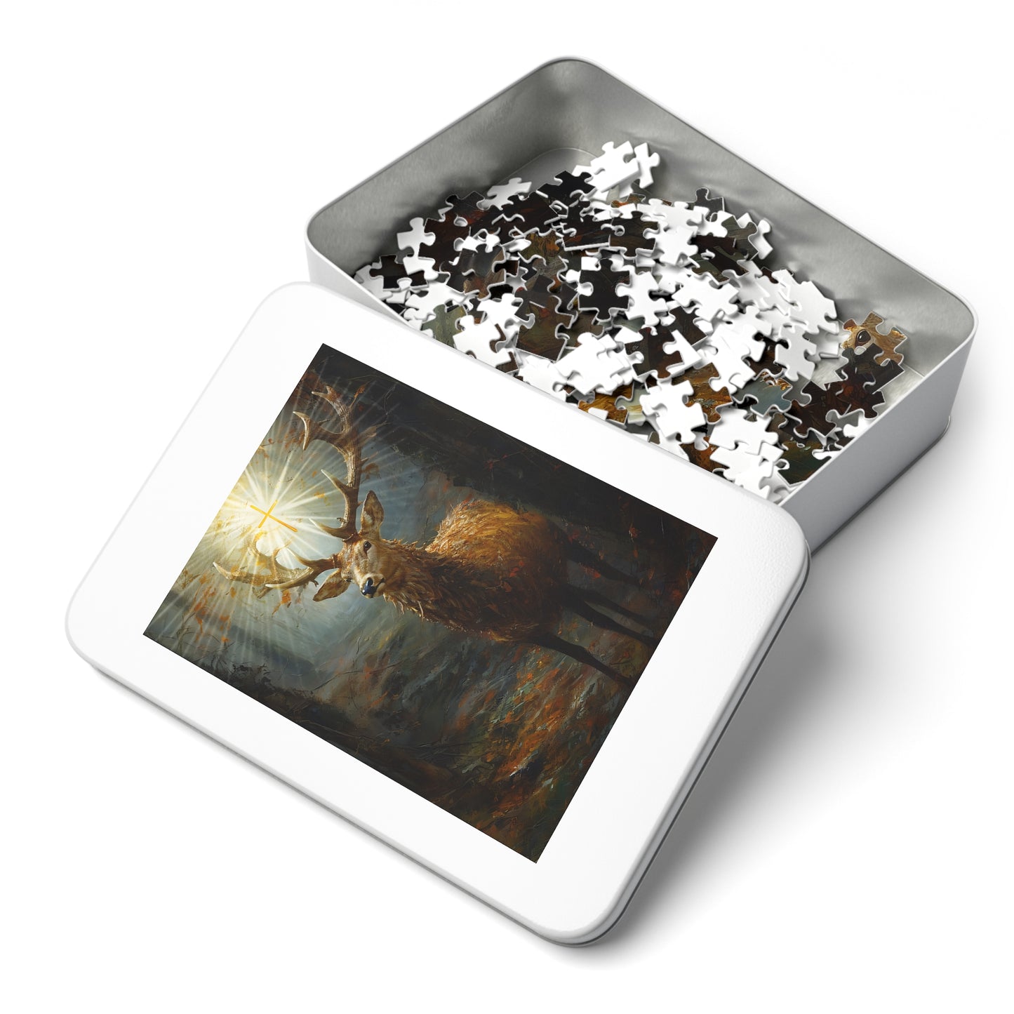 The Stag of Saint Hubert / Saint Hubertus Stag - Puzzle and Keepsake Tin - Jigsaw Puzzle (30, 110, 252, 500,1000-Piece) - Religious Puzzle
