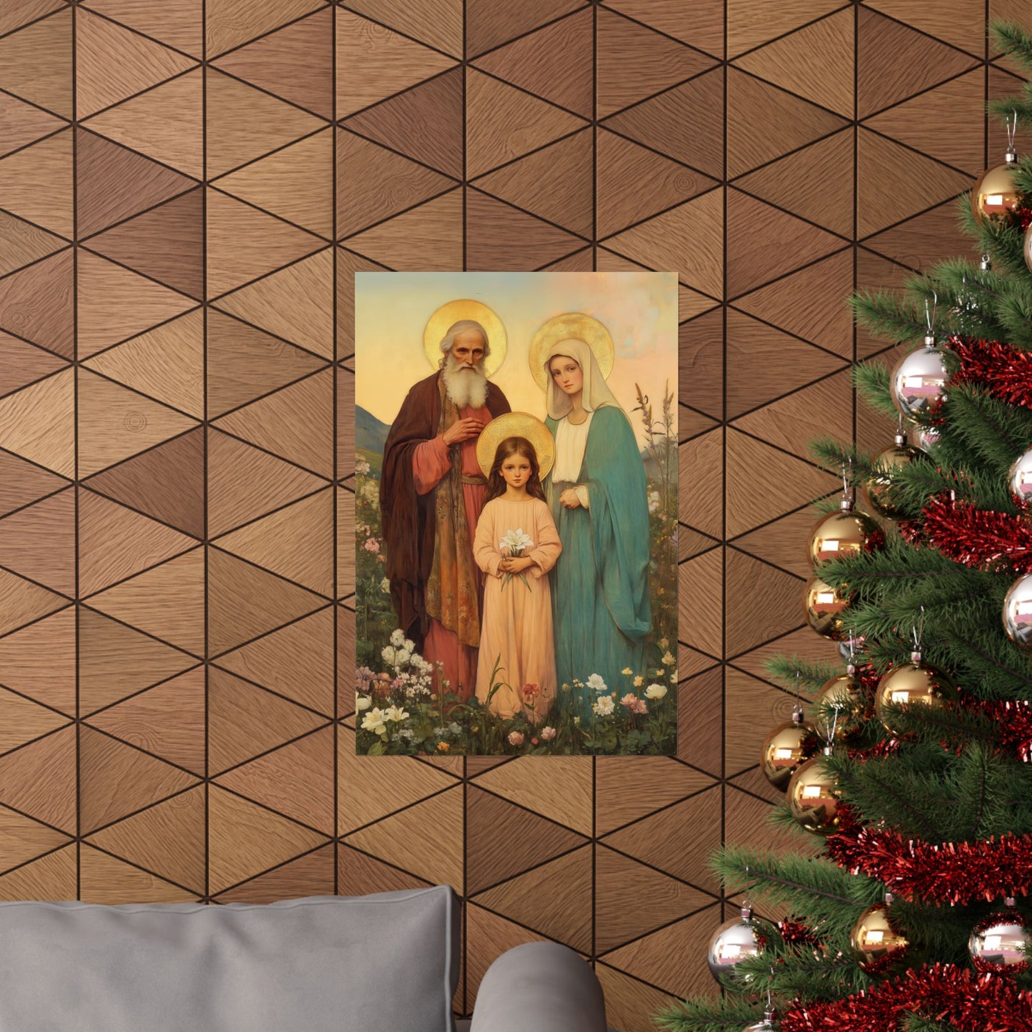 Saints Joachim and Anne with Young Mary - Sanctified Souls Print - Multiple Sizes - Premium Matte Vertical Posters