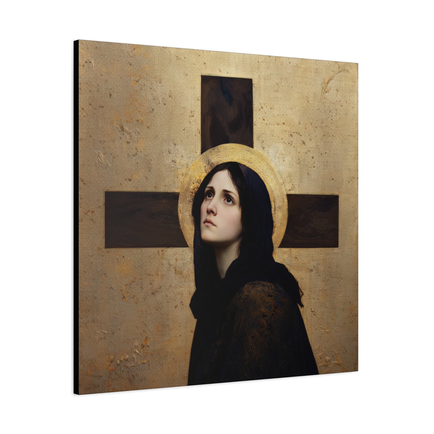Our Lady of the Cross - Mother Mary  - Our Lady of the Crucifix - Marian Art - Gallery Wrapped Canvas - Print - Catholic Art Print