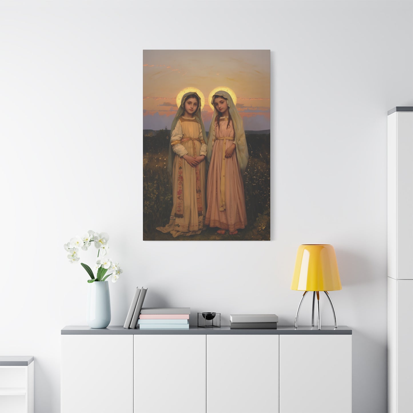 Saints Nunilo and Alodia - Museum Wrapped Canvas - Print - Religious Art for your Home - Christian print - Prayer Room Catholic Saint