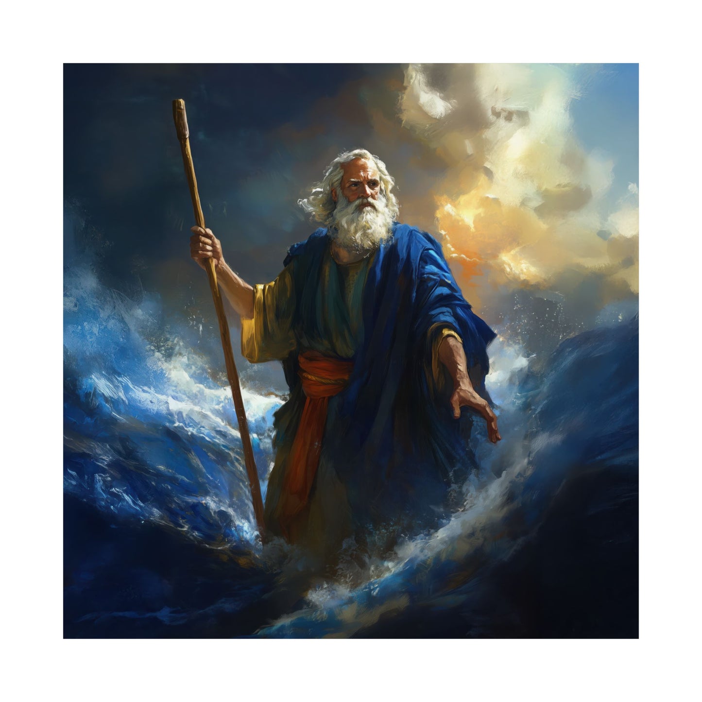 Moses Before the Trembling Sea - Sanctified Souls Print - Multiple Sizes - Premium Matte Vertical Posters