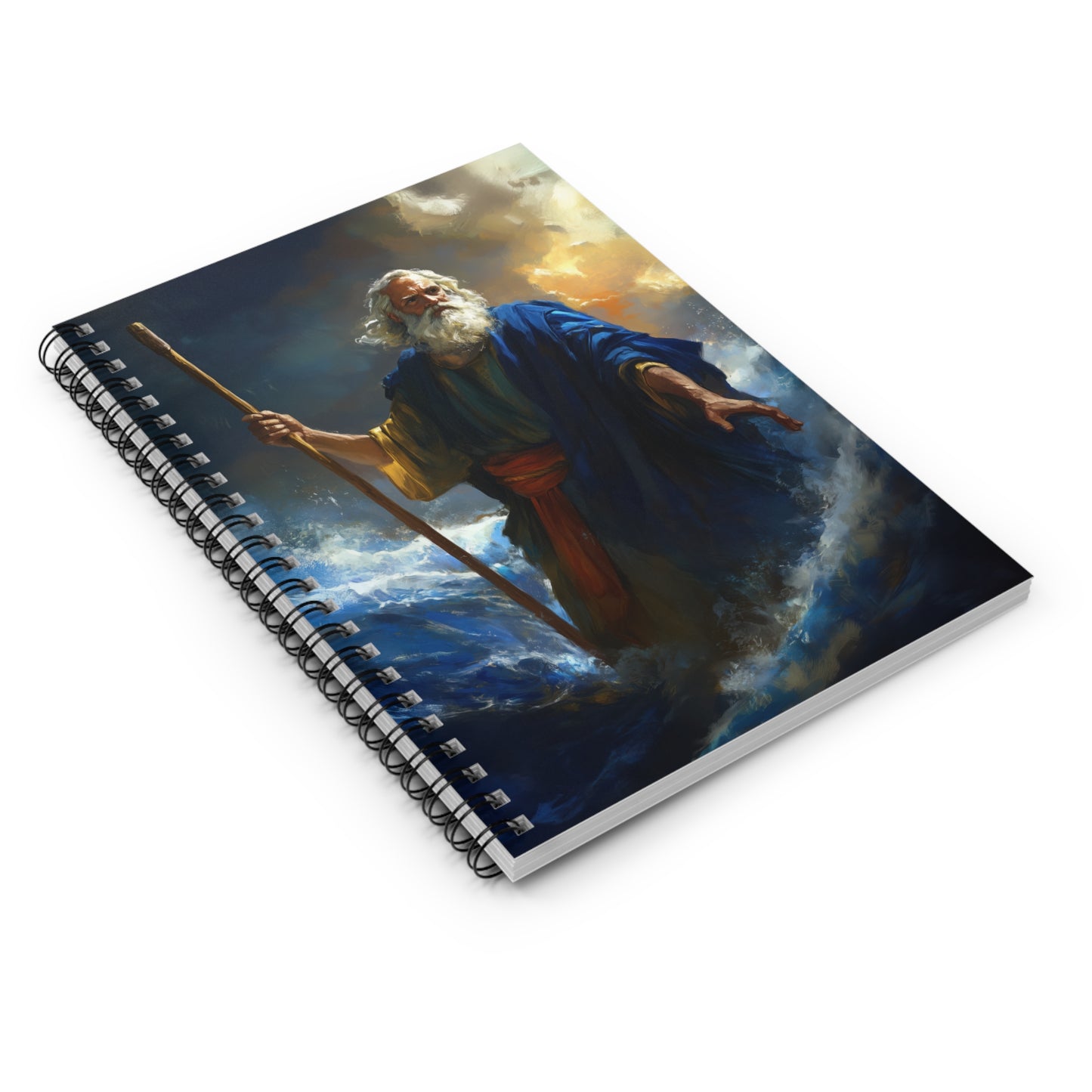 Moses Before the Trembling Sea - Sanctified Souls Art - Religious Based Notebook - Spiral Notebook