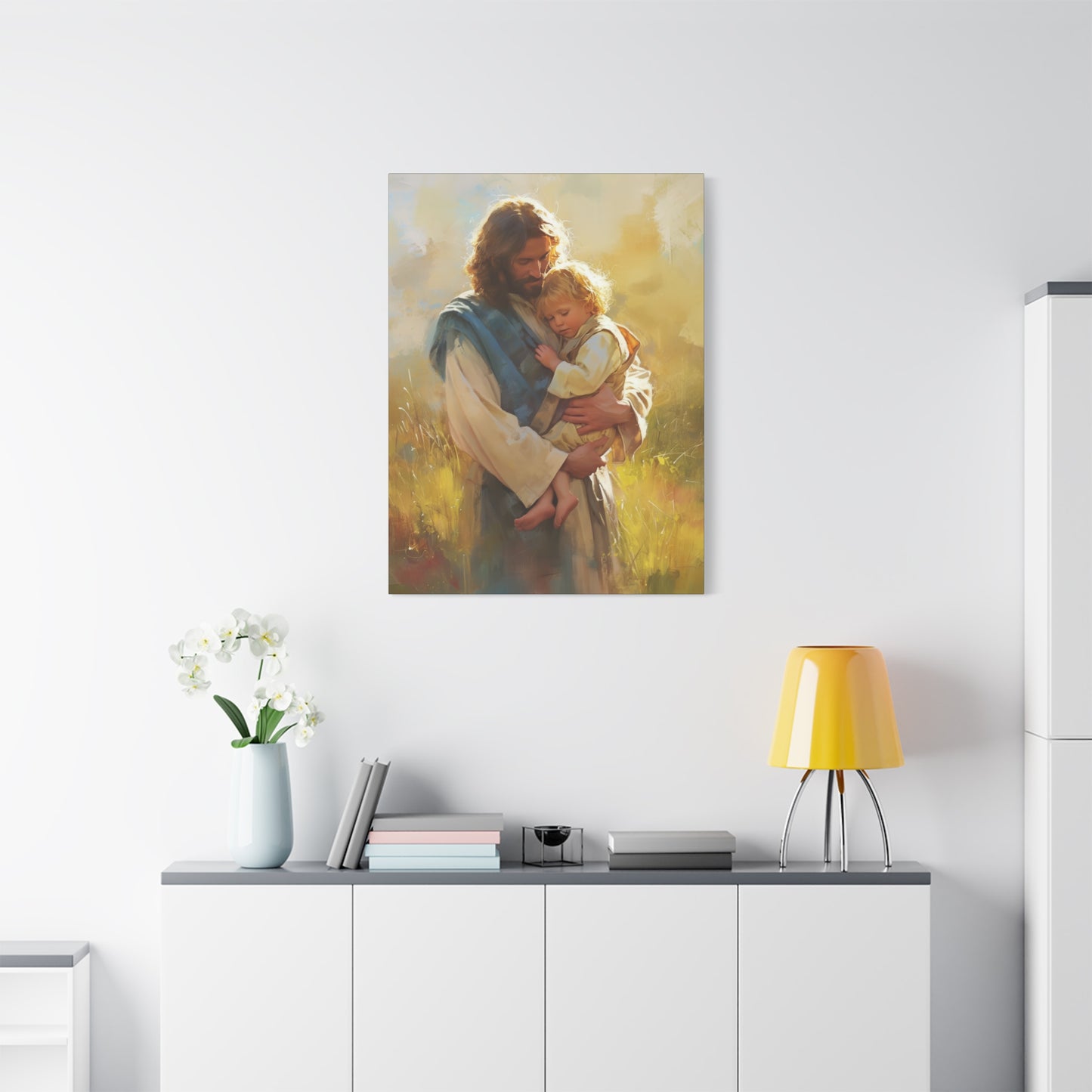 Jesus, Guardian of Innocence - Christ and Child - Museum Wrapped Canvas - Print - Religious Art for your Home - Christian art print