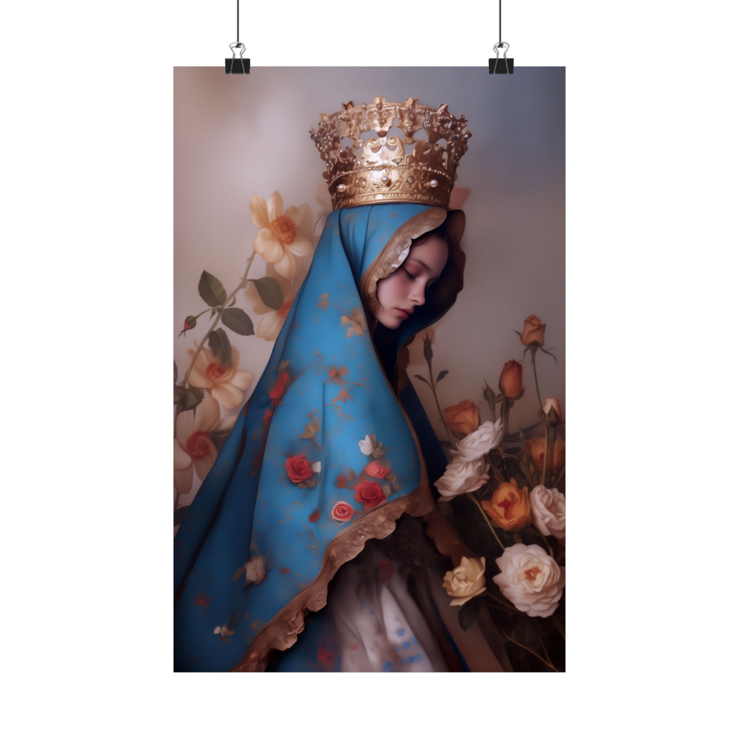 Our Lady of the Roses - Sanctified Souls Print - Multiple Sizes - Premium Matte Vertical Posters - Mother Mary Print