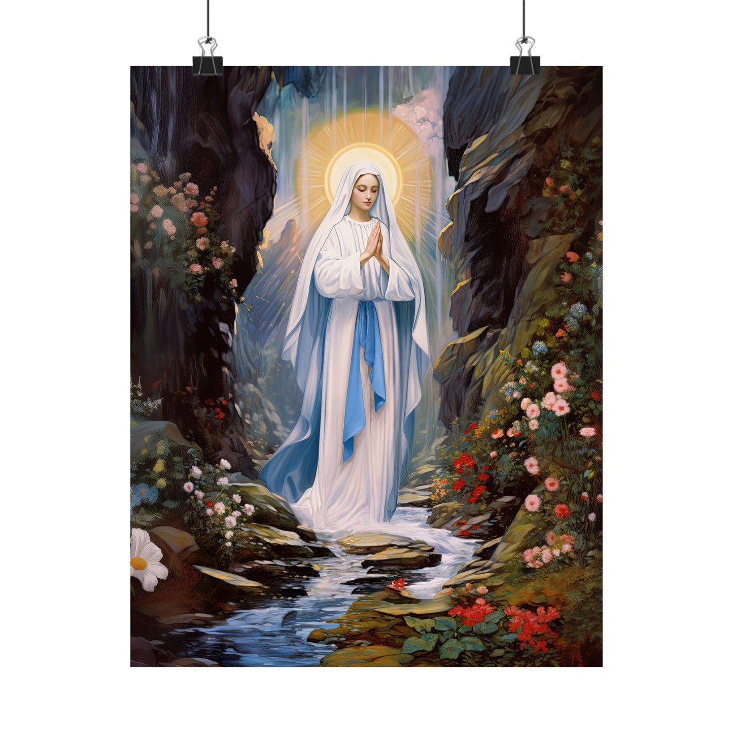 Our Lady of Lourdes - Sanctified Souls Print - Multiple Sizes - Premium Matte Vertical Posters