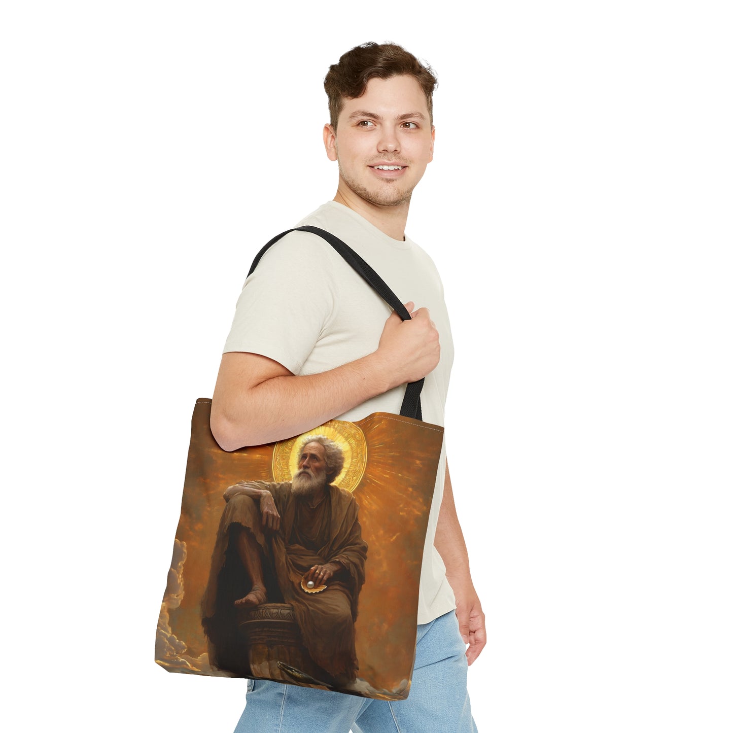 Saint Simeon Stylites Tote Bag - Large Medium Small Faith Art Bag - Catholic Faith Purse - Religious - Prayer Bag - Devotional Purse