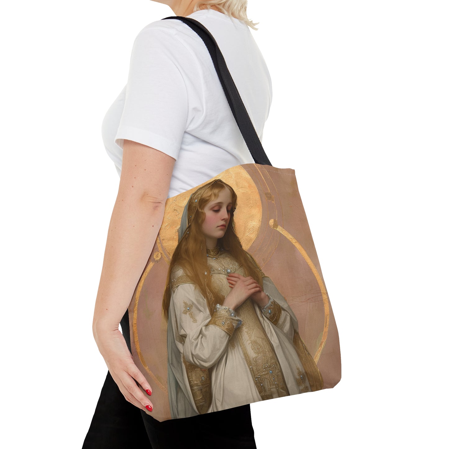 Saint Waldetrudis / Waltrude or Waudru Tote Bag - Purse - Three sizes - Large Medium Small Faith Art Bag - Catholic purse - Double Sided