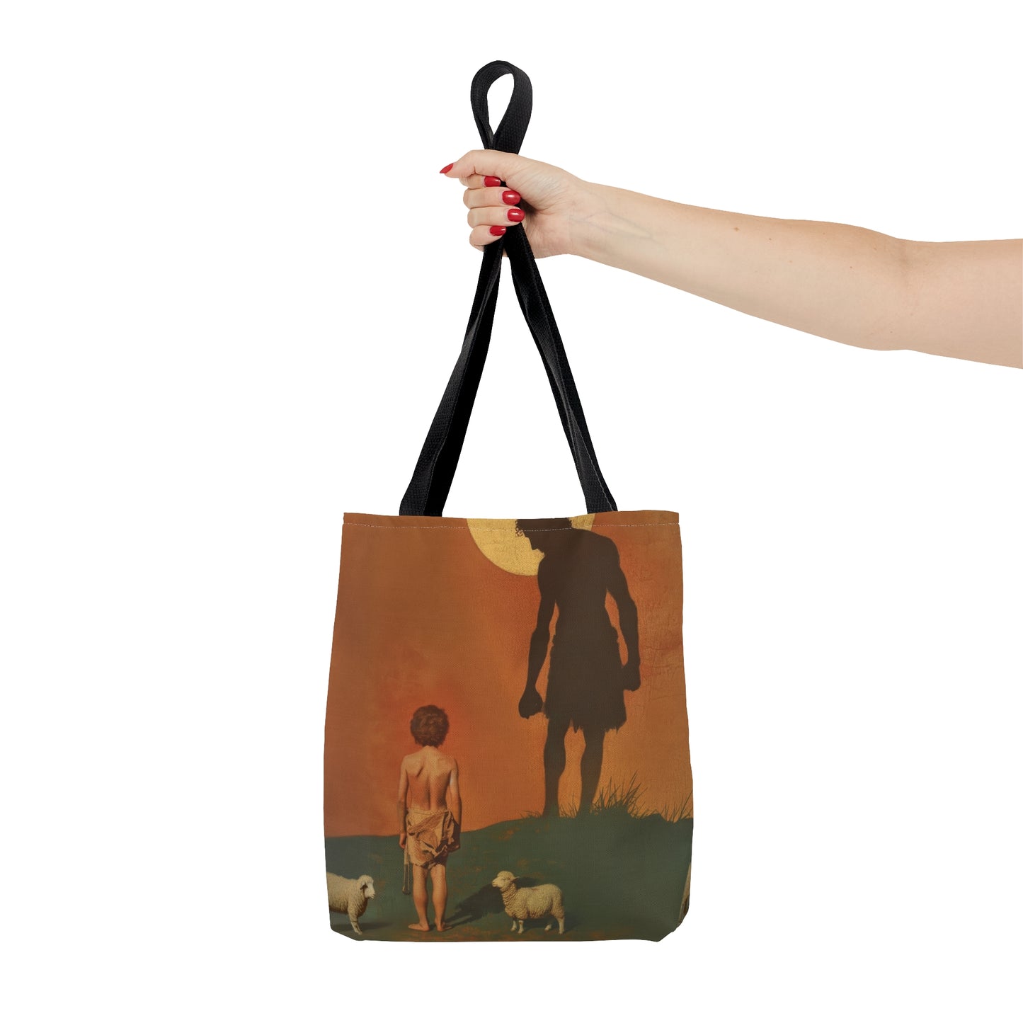 The Victor Had No Sword - David and Goliath  Tote Bag - Large Medium Small Faith Art Bag - Bible Study Faith Purse - Double Sided