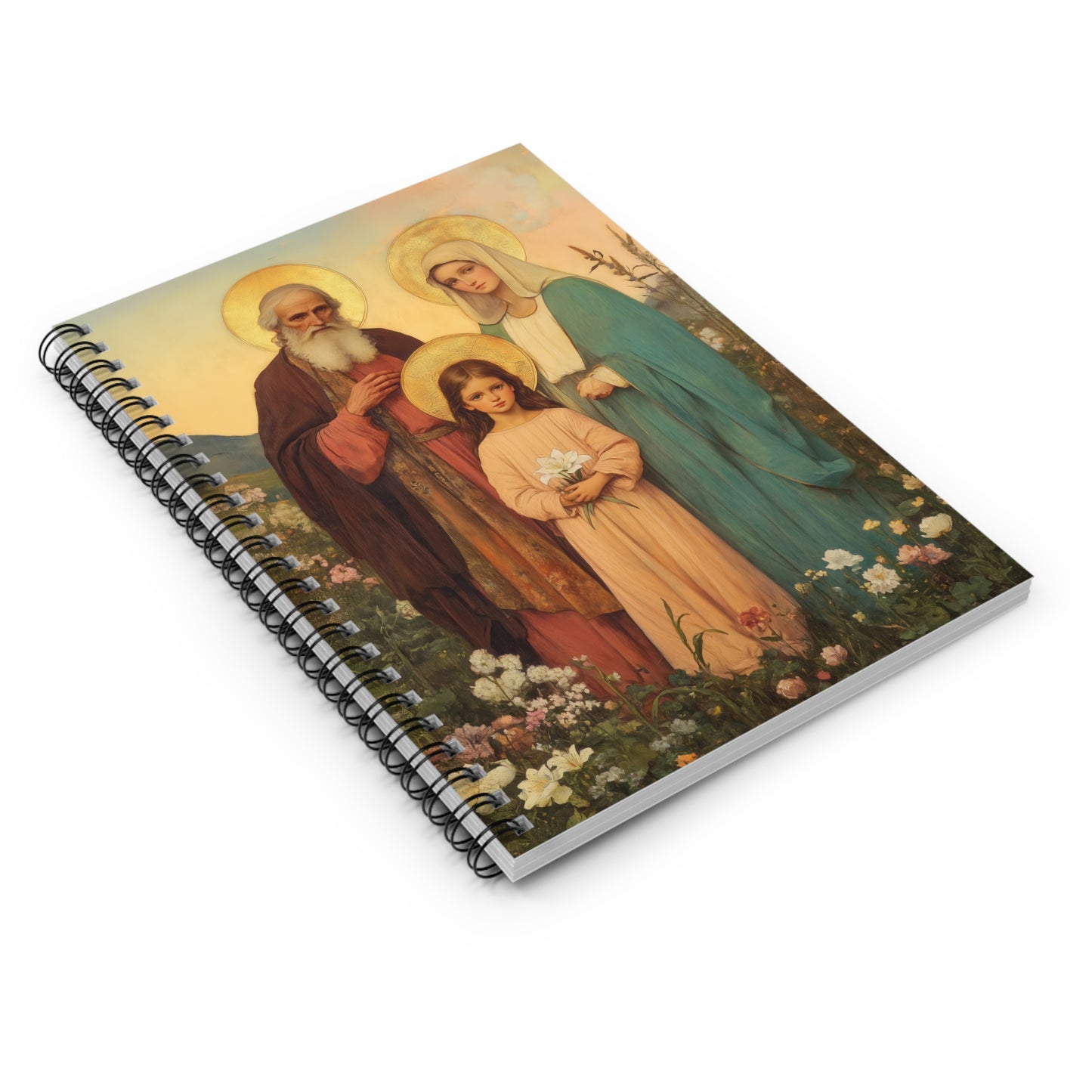 Saints Joachim and Anne with Young Mary - Sanctified Souls Art - Religious Based Notebook - Spiral Notebook