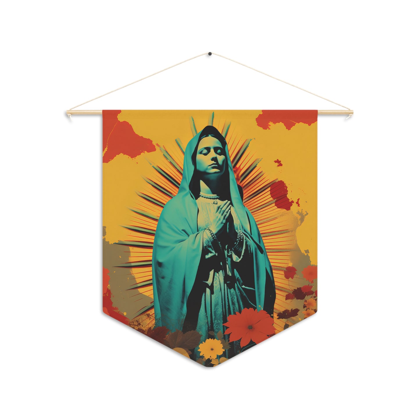 Guadalupe's Miraculous Presence Wall Banner / Wall Hanging - Prayer room art - Catholic Home Art - Large Saint Art for your home - 18" x 21"