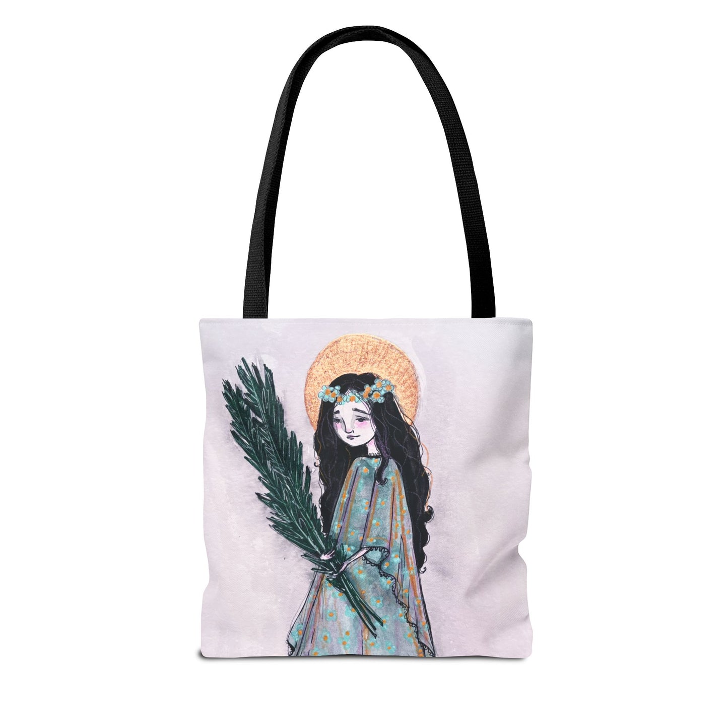 Saint Faith Tote - Hand-Drawn Art - Catholic Tote Bag | Faith Hope and Charity Saint | Christian Devotional Tote | Sanctified Solocosmo