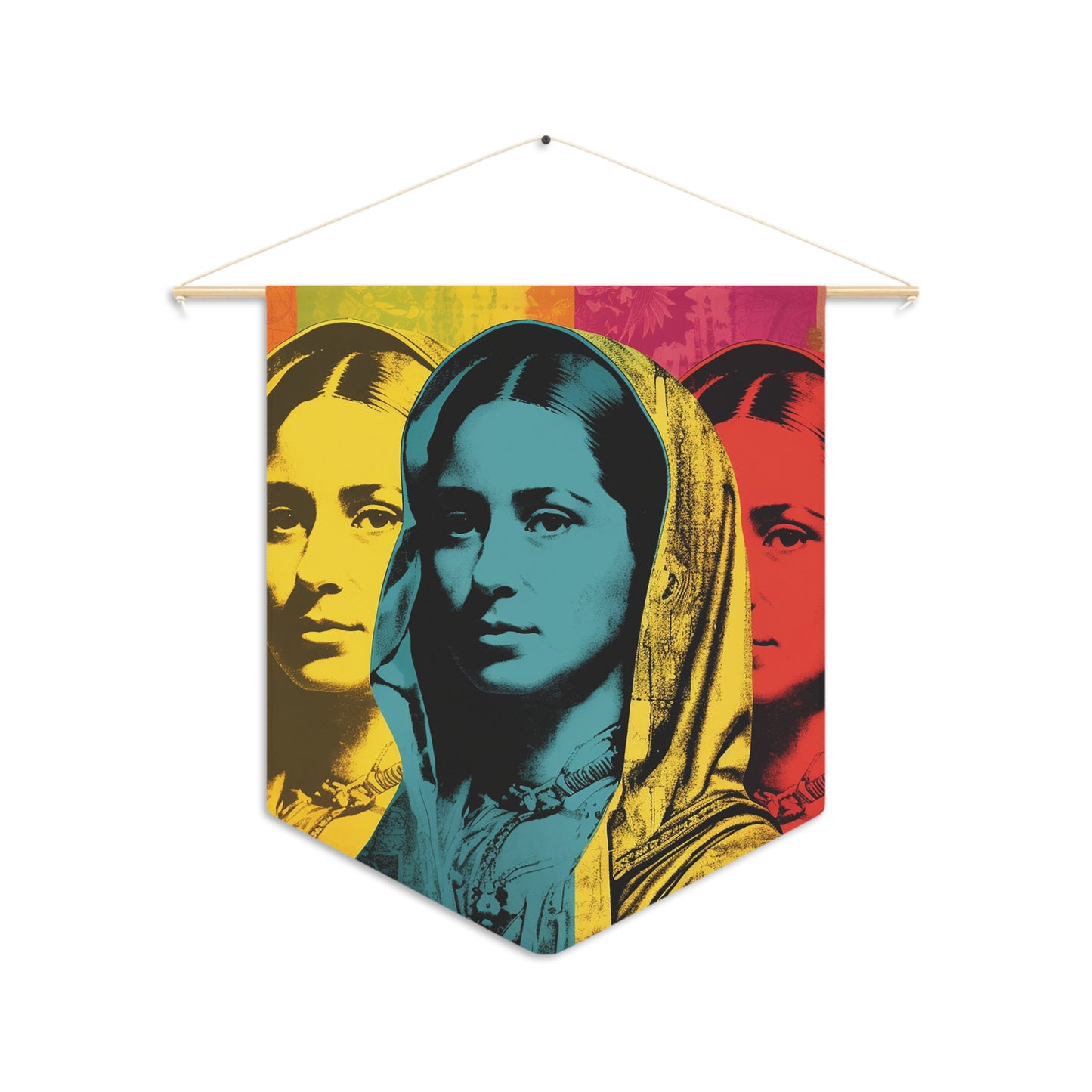 Our Lady of Guadalupe Wall Banner / Wall Hanging - Prayer room art - Catholic Home Art - Large Saint Art - 18" x 21" - Collage Pop Art