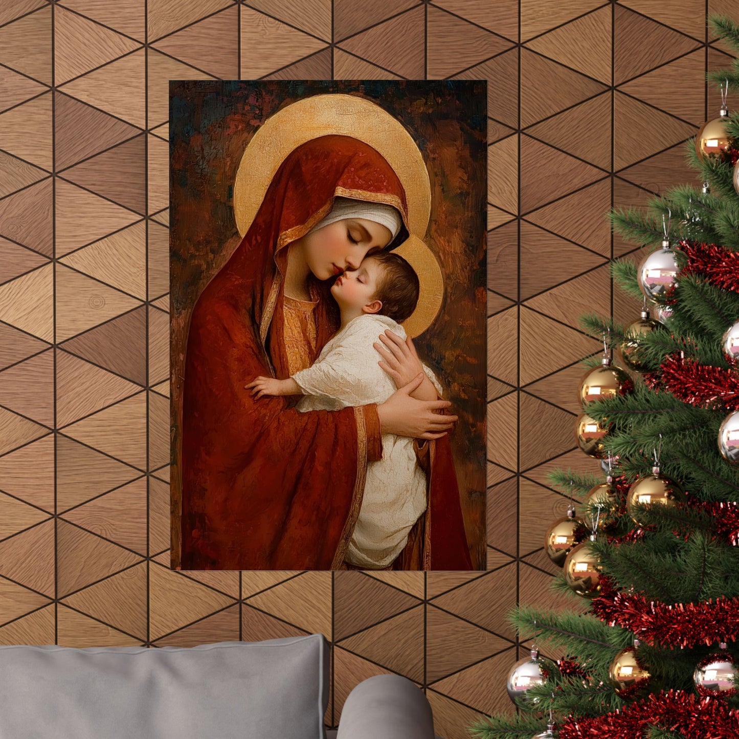 Our Lady of Tenderness - Mother Mary and the Christ Child - Marian Art - Sanctified Souls Print - Multiple Sizes - Premium Vertical Posters