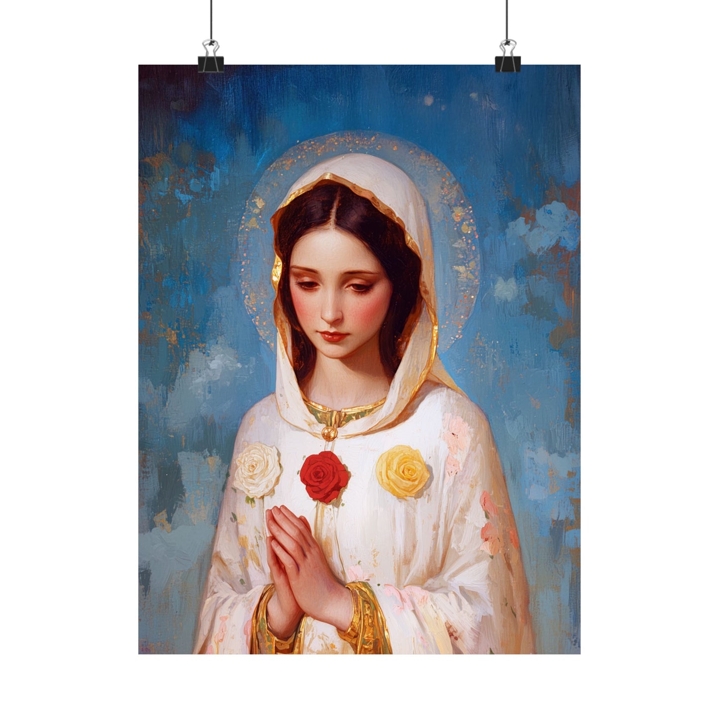 Rosa Mystica - Mystical Rose - Mother Mary - Marian Art - Sanctified Souls Print - Multiple Sizes - Premium Vertical Posters