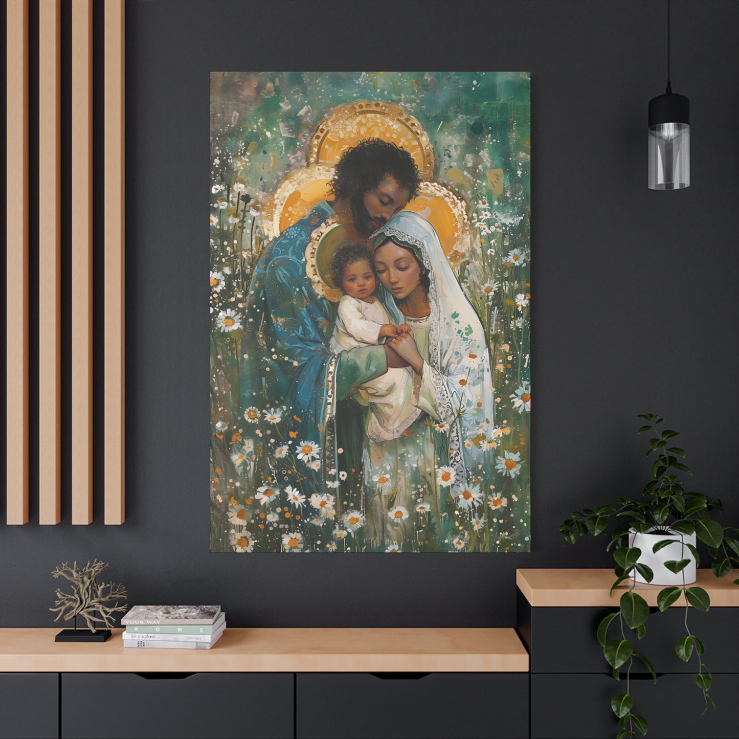 Sacred Sanctuary - Mary, Joseph, and the Infant Jesus  - Museum Wrapped Canvas - Sanctified Souls Print - Religious Art - The Holy Family